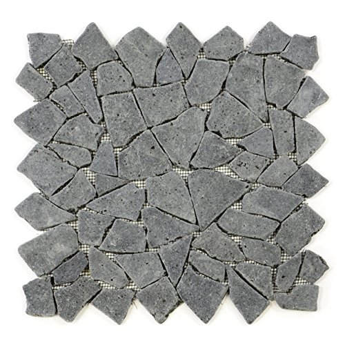 DIVERO 9 Fliesenmatten Naturstein Mosaik aus Andesit für Wand und Boden grau á 35 x 35 cm von Divero