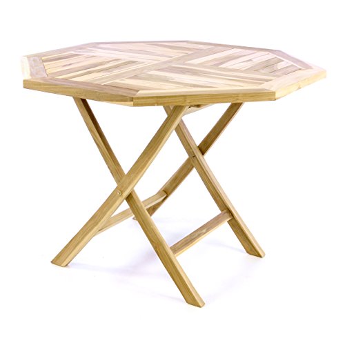 Divero Balkontisch Gartentisch Tisch Esstisch Holz Teak klappbar Ø 90 cm massiv Natur von Divero