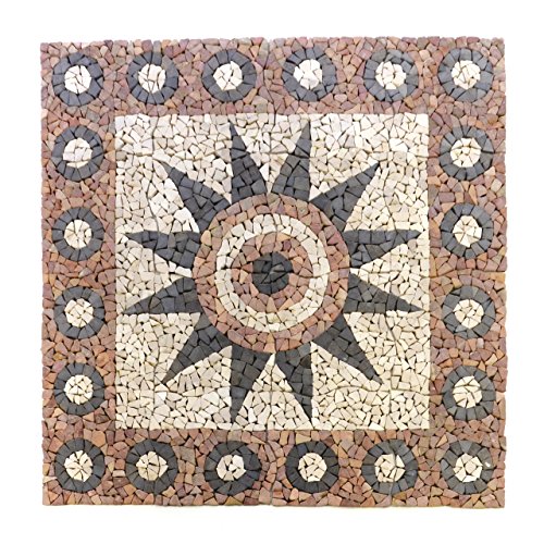 Divero Fliesen Rosone Blume Sonne Windrose Naturstein Mosaik Marmor dekorativ Creme-grau-rosé 120x120 cm (Blume) von Divero