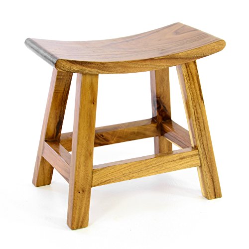 Divero Hocker Sitzhocker Holzhocker Badhocker Duschhocker Schemel – Suar Holz massiv behandelt Reine Handarbeit - braun von Divero