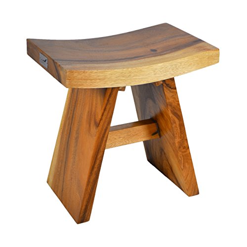 Divero Hocker Sitzhocker Holzhocker Badhocker Duschhocker Schemel – Suar Holz massiv behandelt Reine Handarbeit - braun von Divero