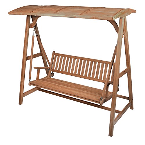 DIVERO Hollywoodschaukel 3-Sitzer aus Teak-Holz, behandelt - Farbe: Braun von Divero