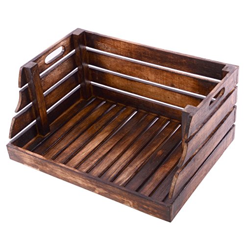 Divero Vintage Holzkiste Stapel-Kiste Spielzeug-Box Stiege braun geflammt Aufbewahrung 49x35x25,5cm Obst- und Gemüsekisten-Look von Divero