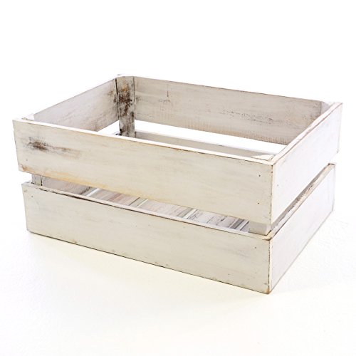 Divero Vintage Holzkiste in Weiß – Vielseitige Aufbewahrungsbox L 51x36,5cm, Höhe 23cm, Dekorativ und Praktisch von Divero