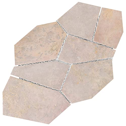 Steinfliese Marmor 9x Bodenfliese "Montago" terracotta beige Mosaiksteinfliese Matte polygonal von Divero