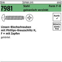 No Brand - DIN7981F 3.5x13 Phillips-KS verzinkt Linsen-Blechschrauben stumpf ~ISO7049 von NO BRAND
