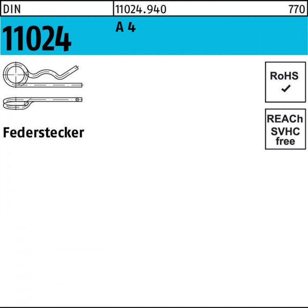 Federstecker DIN 11024 7/34,1-45 A 4 10 Stück von Diverse