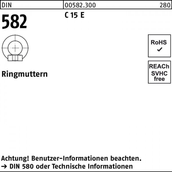 Ringmutter DIN 582 M10 C 15 E 25 Stück von Diverse