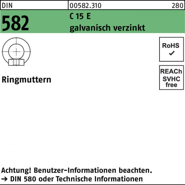 Ringmutter DIN 582 M36 C 15 E galv.verz. 1 Stück von Diverse