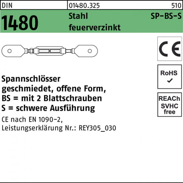 Spannschloss DIN 1480 offen 2Blattschrauben SP BS-S M36 Stahl feuer... von Diverse