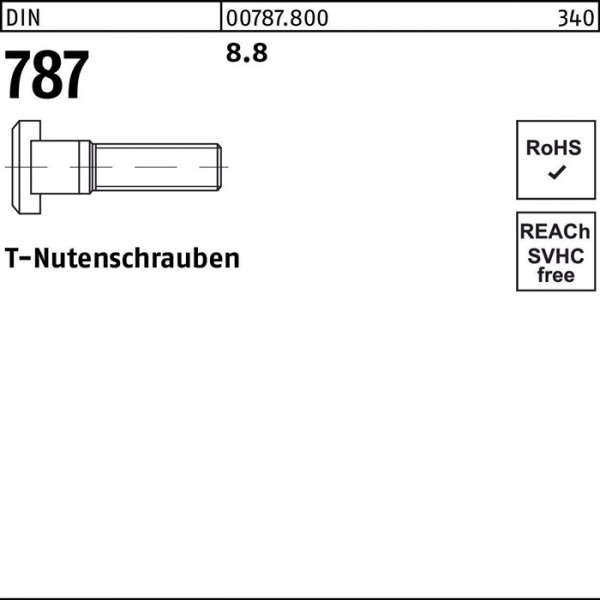 T-Nutenschraube DIN 787 12 M12x 125 8.8 10 Stück von Diverse