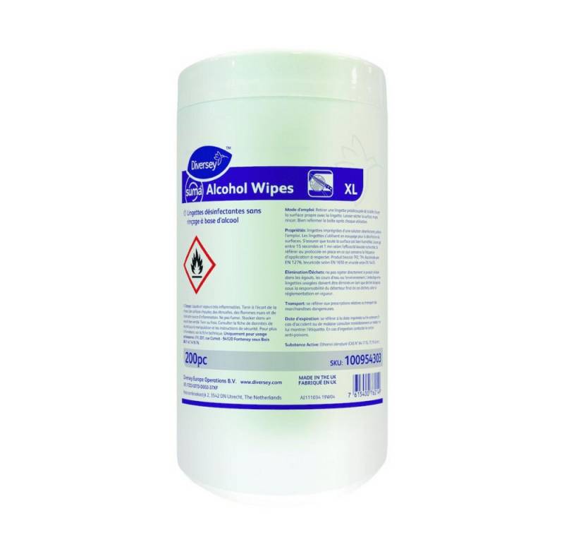 Diversey Feuchttücherbox 12x Suma Alcohol Wipes, Gebrauchsfertige, alkoholhaltige von Diversey