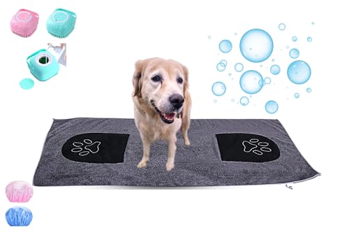 Divine I BadenTuch Extra Weich Extraweich Microfiber und Saugfähiges für Hunde Anti-Frizz Silicon Badenbürste mit Extra Platz für Shampoo und Satin Hut Wasserdicht für Alle Haustiere Geeignet (BLAU) Divine I BadenTuch Extra Weich Extraweich Microfiber und Saugfähiges für Hunde Anti-Frizz Silicon Badenbürste mit Extra Platz für Shampoo und Satin Hut Wasserdicht für Alle Haustiere Geeignet (BLAU) von Divine
