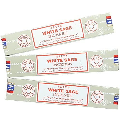 Divine Satya Nag Champa Räucherstäbchen, weißer Salbei, 3 Packungen von Divine