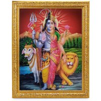 Ardhnarishwara Shiva Shakti Wunderschöner Glanzdruck Elegantes Foto Im Goldenen Kunstrahmen | 11 X 13 Zoll Oder | 27, 94 33, 02 cm von DivinedecorsIndia