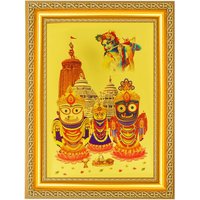 Kunst Von Krishna Jagannath Baldeva Subhadra Housewarming Geschenk Schöne Goldene Folie Foto Im Goldenen Rahmen | 11, 50 X 13, 50 Zoll von DivinedecorsIndia