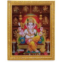 Ashtavinayak Ganesha Wunderschöner Glanzdruck Elegantes Foto Im Goldenen Kunstwerkrahmen | 11 X 13 Zoll Oder | 27, 94 33, 02 cm von DivinedecorsIndia