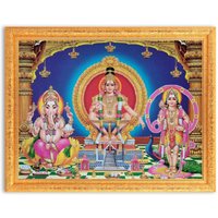 Ayyappa Swamy Ganesha Lord Murugan Sparkle Print Digitales Foto Im Goldenen Rahmen Groß | 14 X 18 Zoll von DivinedecorsIndia