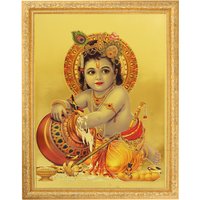 Bal Krishna Golden Foil Foto Im Goldenen Rahmen Groß | 14 X 18 Zoll von DivinedecorsIndia