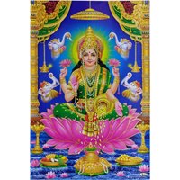 Best Seller Maa Lakshmi Golden Zari Kunstwerk Poster Ohne Rahmen | 25 X 36 Zoll von DivinedecorsIndia