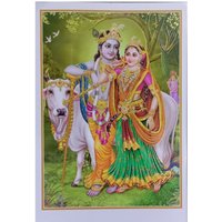 Best Seller Radha Krishna Goldenes Zari Kunstwerk Poster Ohne Rahmen | 25 X 36 Zoll von DivinedecorsIndia