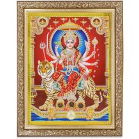 Durga Maa Silber Zari Kunstwerk Foto Im Goldenen Rahmen | 11 X 13 Zoll Oder | 27, 94 33, 02 cm Erhältlich in 2 Designs}} von DivinedecorsIndia