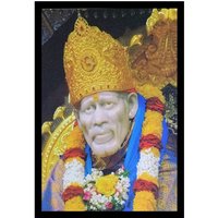 Elegantes Sai Baba Mukh Darshan Sparkle Print Wandaufkleber Poster Ohne Rahmen | 20 X 28 Zoll von DivinedecorsIndia