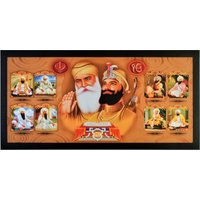 Guru Granth Sahib With 10 Gurus Sparkle Print Wandposter Ohne Rahmen | 20 X 40 Inches von DivinedecorsIndia