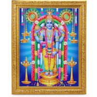Guruvayur Gott Shri Guruvayurappan/Lord Krishna Göttlicher Heiliger Segen Sparkle Print Digitales Foto Im Goldenen Rahmen | In 2 Größen Erhältlich von DivinedecorsIndia