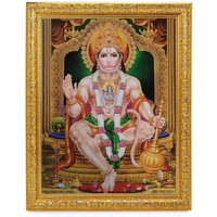 Hanuman Ashirwad Wunderschöner Glanzdruck Elegantes Foto Im Goldenen Kunstwerkrahmen | 11 X 13 Zoll Oder | 27, 94 33, 02 cm von DivinedecorsIndia