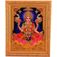 Lakshmi Maa Goldenes Zari-Kunstwerksfoto Im Goldenen Rahmen | 11 X 13 Zoll Oder | 27, 94 33, 02 cm von DivinedecorsIndia