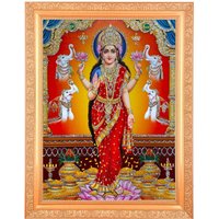 Lakshmi Maa Vintage Design Silber Zari Kunstwerk Fotorahmen Kupfer Gold Kunstwerkrahmen Groß | 35, 5 X 45, 5 cm Und 28 37 cm in 2 Designs von DivinedecorsIndia