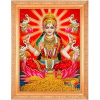 Lakshmi Mata Golden/Silver Zari Art Work Foto Im Goldenen Rahmen 11 X 14 Zoll Oder | 27, 94 35, 56 cm Einweihungsgeschenk in 2 Designs von DivinedecorsIndia