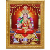 Maa Annapurna Devi Wunderschöner Glanzdruck Elegantes Foto Im Goldenen Kunstwerkrahmen | 11 X 13 Zoll Oder | 27, 94 33, 02 cm von DivinedecorsIndia