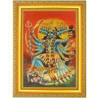 Maa Kali Schönes Goldenes Folienfoto Im Goldenen Rahmen | 30 X 33 cm von DivinedecorsIndia