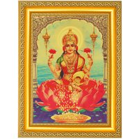 Maa Lakshmi-Ji Subh Labh Einweihungsgeschenk, Wunderschönes Goldfolienfoto Im Goldenen Rahmen | 11, 50 X 13, 50 Zoll - 3 Designs von DivinedecorsIndia