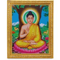 Meditierender Buddha Wunderschöner Glanzdruck Elegantes Foto Im Goldenen Rahmen | 11 X 13 Zoll Oder | 27, 94 33, 02 cm von DivinedecorsIndia