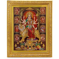 Nav Durga Golden Zari Kunst Arbeit Foto Im Goldenen Rahmen | 11 X 13 Zoll Oder | 27, 94 33, 02 cm von DivinedecorsIndia