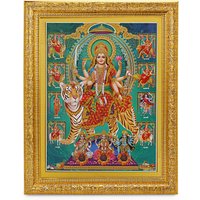 Nav Durga Golden Zari Kunst Arbeit Foto Im Goldenen Rahmen | 11 X 13 Zoll Oder | 27, 94 33, 02 cm von DivinedecorsIndia