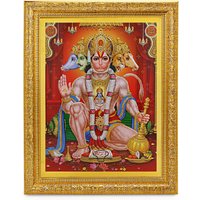 Panchmukhi Hanuman Golden Zari Kunst Arbeit Foto Im Goldenen Rahmen | 11 X 13 Zoll Oder | 27, 94 33, 02 cm von DivinedecorsIndia