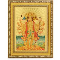 Panchmukhi Hanuman Schönes Goldenes Folienfoto Im Goldenen Rahmen | 11, 50 X 13, 50 Zoll von DivinedecorsIndia