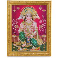 Panchmukhi Hanuman Silber Zari Kunst Arbeit Foto Im Goldenen Rahmen | 11 X 13 Zoll Oder | 27, 94 33, 02 cm von DivinedecorsIndia