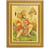 Pavan Putra Hanuman Schönes Goldenes Folienfoto Im Goldenen Rahmen | 30 X 33 cm von DivinedecorsIndia