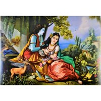 Radha Krishna Gemälde Textur Wandposter Ohne Rahmen | 25 X 36 Inches von DivinedecorsIndia