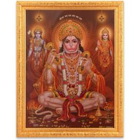 Widder Sita Hanuman Golden Zari Kunst Arbeit Foto Im Goldenen Rahmen Groß | 14 X 18 Zoll von DivinedecorsIndia