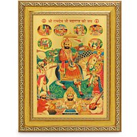 Ramdev Maharaj Schönes Goldenes Folienfoto Im Goldenen Rahmen | 30 X 33 cm von DivinedecorsIndia