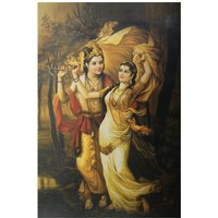 Schöne Malerei Von Radha Krishna Textur Beschichtet Poster Ohne Rahmen | 25 X 36 Zoll von DivinedecorsIndia