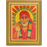 Shirdi Sai Baba Schönes Goldenes Folienfoto Im Goldenen Rahmen | 30 X 33 cm von DivinedecorsIndia