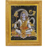 Shiv Goldenes Zari-Kunstwerksfoto Im Goldenen Rahmen | 11 X 13 Zoll Oder | 27, 94 33, 02 cm von DivinedecorsIndia