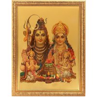 Shiv Parivar Golden Foil Art Work Foto Im Goldenen Rahmen Groß | 14 X 18 Zoll von DivinedecorsIndia